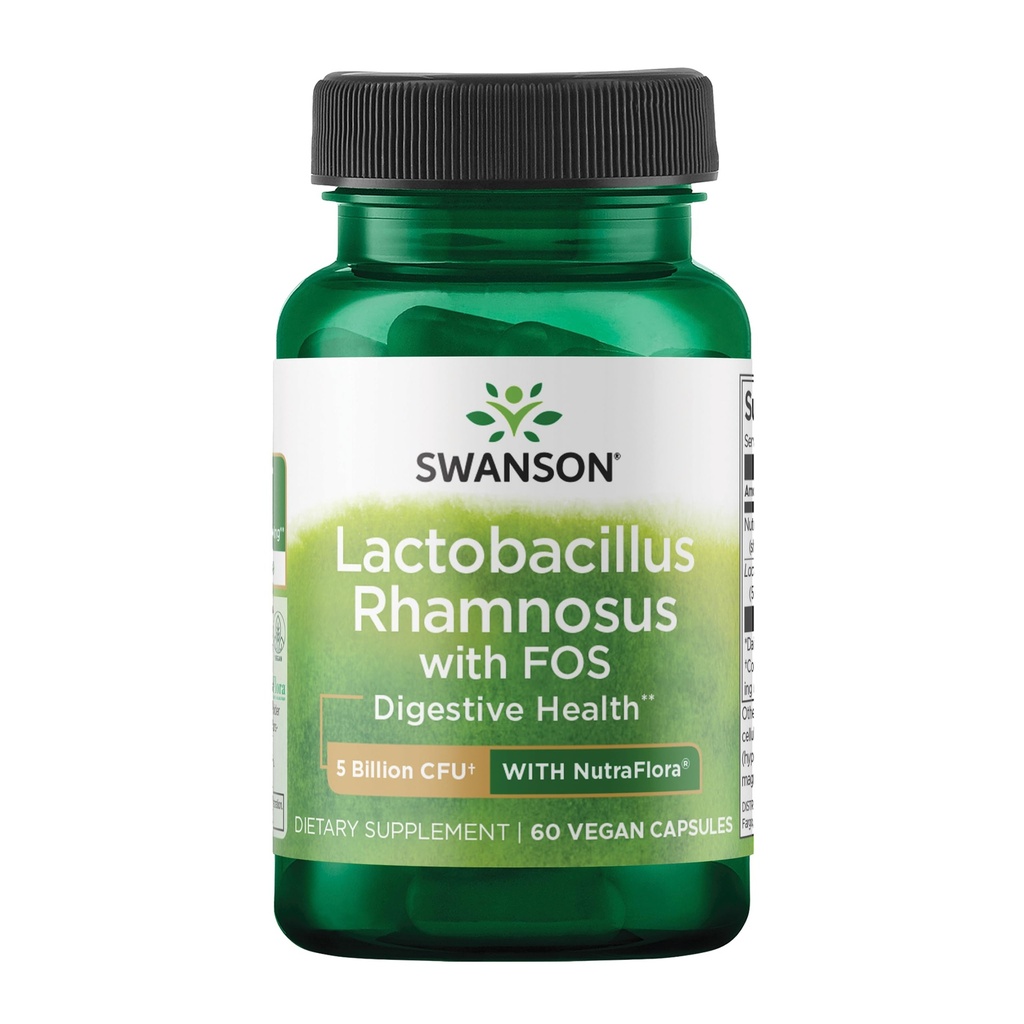 FOSとスワンソンLactobacillus Rhamnosus - 5億CFU - Fructooligosaccharidesと消化の健康サポート - 消化器の健康のためのプロバイオティックサポート* - ビーガン - 60ベジギーキャップ