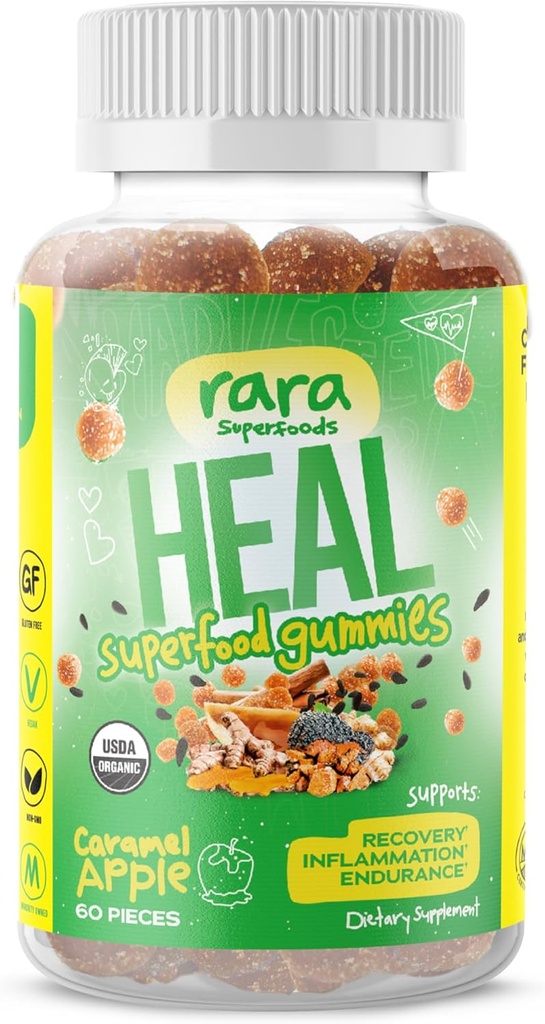 HEAL 心 & 体の回復 USDA 認定有機グミ – 自然回復サポート, ビーガン & グルテンフリー, ワイルドターメリックと注入, ワイルドセイロンジンジャー & チャガ (60 グミー, HEAL)