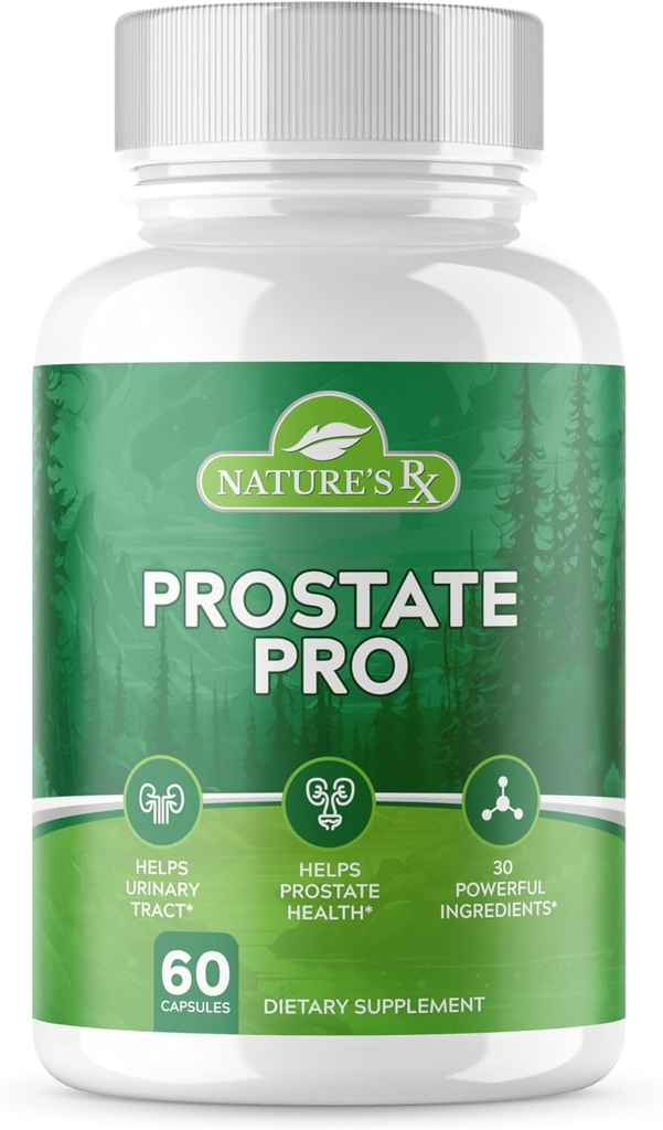 Nature's RX | #1 Dosed Prostate Support Supplement | 尿路健康、前立腺機能の助け | ウルトラ Dosed Formula w/ 30 強力な成分 | 3rd Party Tested + USA Made - 60 カプセル