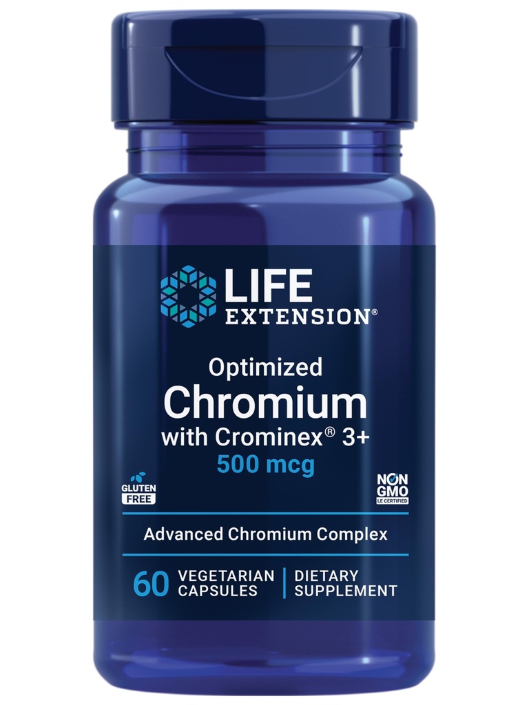 ライフエクステンションは、Crominex 3 + 500 mcg、Metabolism Health、ヘルシーバランス、ベジタリアン、グルテンフリー、非GMO、500 mcg、60 ベジタリアンカプセルでクロムを最適化