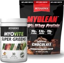 Myogenix Myovite Supergreensパウダー&MyoleanチョコレートWheyプロテインバンドル - 消化、免疫&40g高プロテインWhey - Gut健康、筋肉の成長と回復をサポート