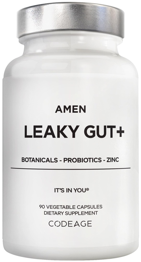 Amen Leaky Gut Supplement - Advanced Formula with Bioavailable L Glutamine, Zinc, Turmeric, DGL Licorice Root - Marshmallow Root - Probiotics & Fermented Prebiotics - Vegan, Non-GMO - 90 Capsules