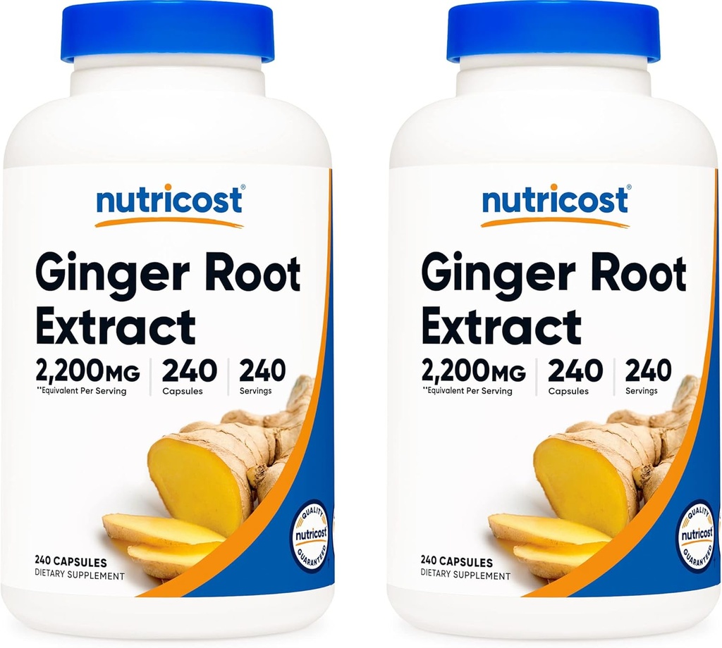 Nutricostのジンジャーの根のエキス550mgの240のカプセル(2本のびん)