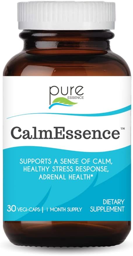 PURE ESSENCE LABS Calm Essence - Natural Sleeping Aid and Anti Stress Supplement for Adults - Calming Stress Relief (30 Capsules)