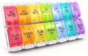 Pill Organizer with Easy Push Button - Multi-Color Pill Box 7 Day AM/PM - Convenient Daily Pill Organizer for Medication Management