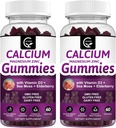 Calcium Magnesium Zinc Gummies with High Absorption Magnesium Glycinate Potassium - Plant Complex Calcium Magnesium 2:1 Ratio, with D3 Sea Moss for Bone, Muscles, Immune & Sleep Support, Vegan-2 Pack