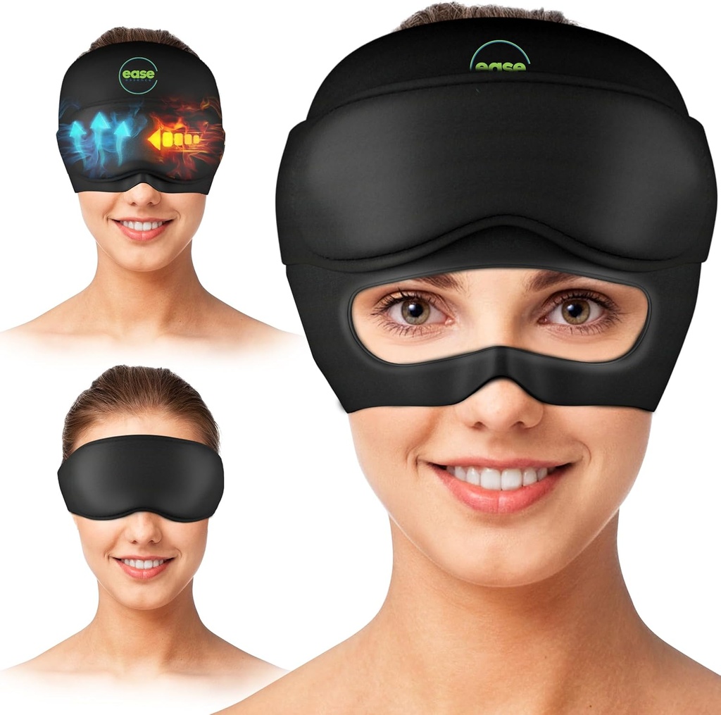 片頭痛の救助の帽子 - 1 の 2 つ取り外し可能な目のマスクが付いている痛む頭痛の救助の帽子 20% の余分ゲル-片頭痛のための頭痛の帽子-圧力のための冷たいアイス ヘッドの覆いプロダクト、張力、掛かること及びパフィーの目