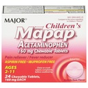 MAJORの子供のMapapのアセトアミノフェン160のmgのChewableタブレット-痛みのReliever/Feverの減力剤-アスピリンは放します-年齢のための2から11-24の計算(1パック)