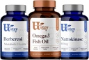 Utzy Naturals Berbercol | 500mg シトラスベルガモット(ベルガモンテとして)&ベルベリン、ナトキナーゼ | 100mg +オメガ3魚油