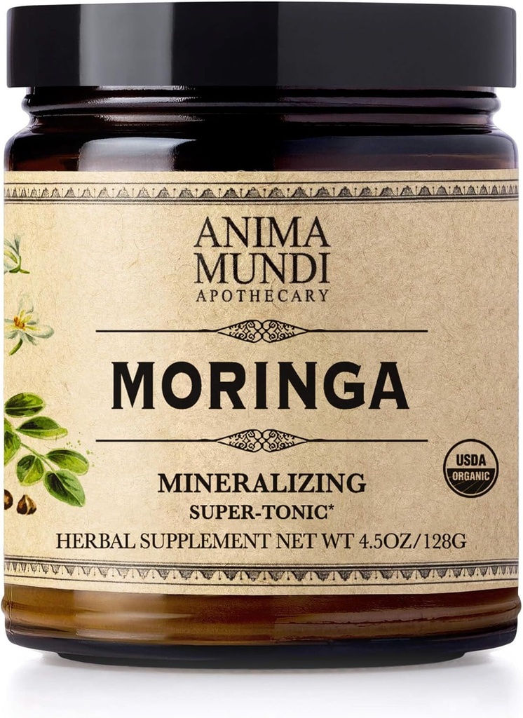 Anima MundiのApothecary Moringaの葉の粉-純粋な有機性RainforestのSuperfood -エネルギー サポート補足、自然及び非GMOの緑の粉(6oz/170g)