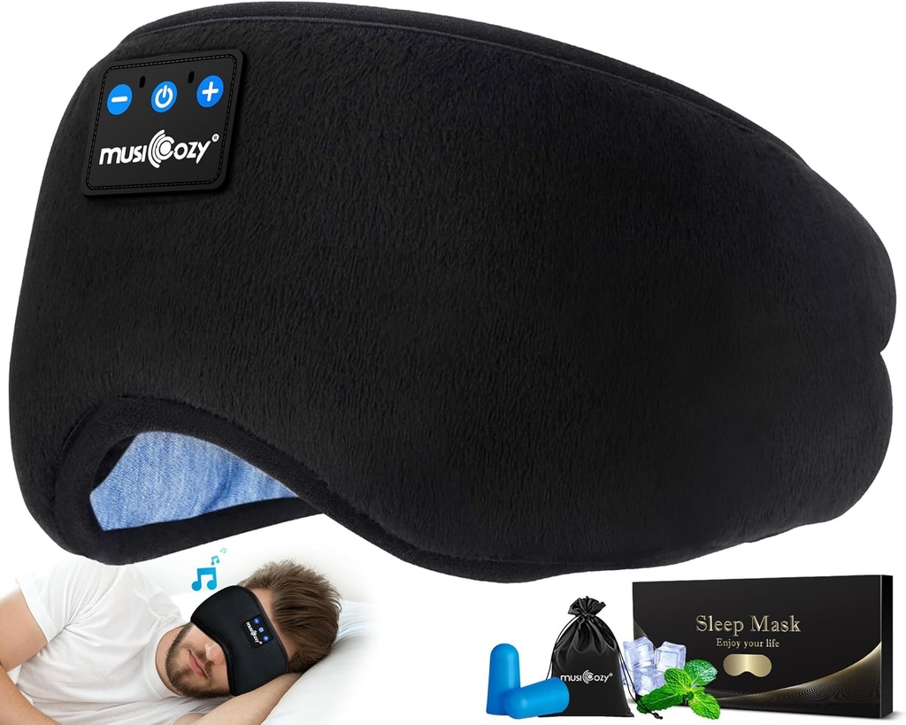 MUSICOZY 睡眠ヘッドフォン Bluetooth 5.4 ヘッドバンド 眠る目のマスク ママ女性男性ワイヤレス音楽イヤホン イヤホン イヤホン イヤホン サイドスピーカ内蔵HDスピーカー クールガジェット ユニークなギフト