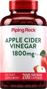 パイピングロックアップルサイダー酢カプセル1800mg | 200丸薬 | ポテトフォーミュラ | 男性と女性のためのACVサプリメント | 非GMO、グルテンフリー