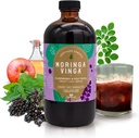 VINGA Organic Elderberry & Holy Basil Moringa Infusion – アップルサイダーヴィンガー、ジンジャー、ハイビスカス、ハニーと毎日ハーブトニック | 免疫と全体的なウェルネスをサポート | 非GMO、16 oz