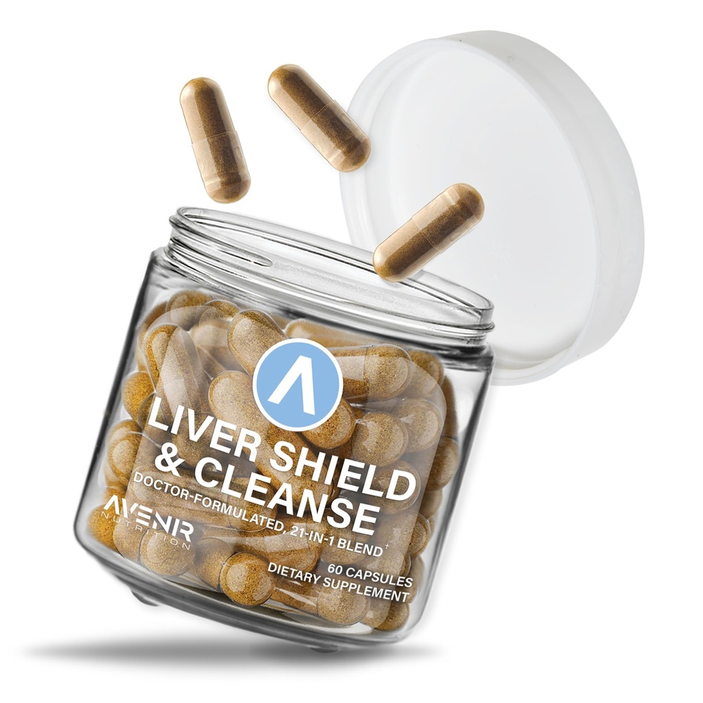 Avenir Nutrition Liver Shield & Cleanse | ハーバル・ライバー・クレンジング・デトックス・修理用サプリメント | ミルク・アッザ・アーティチョーク・エキスサプリメント | 脂肪肝・健康サポート | 60 カプセル・男性・女性向け