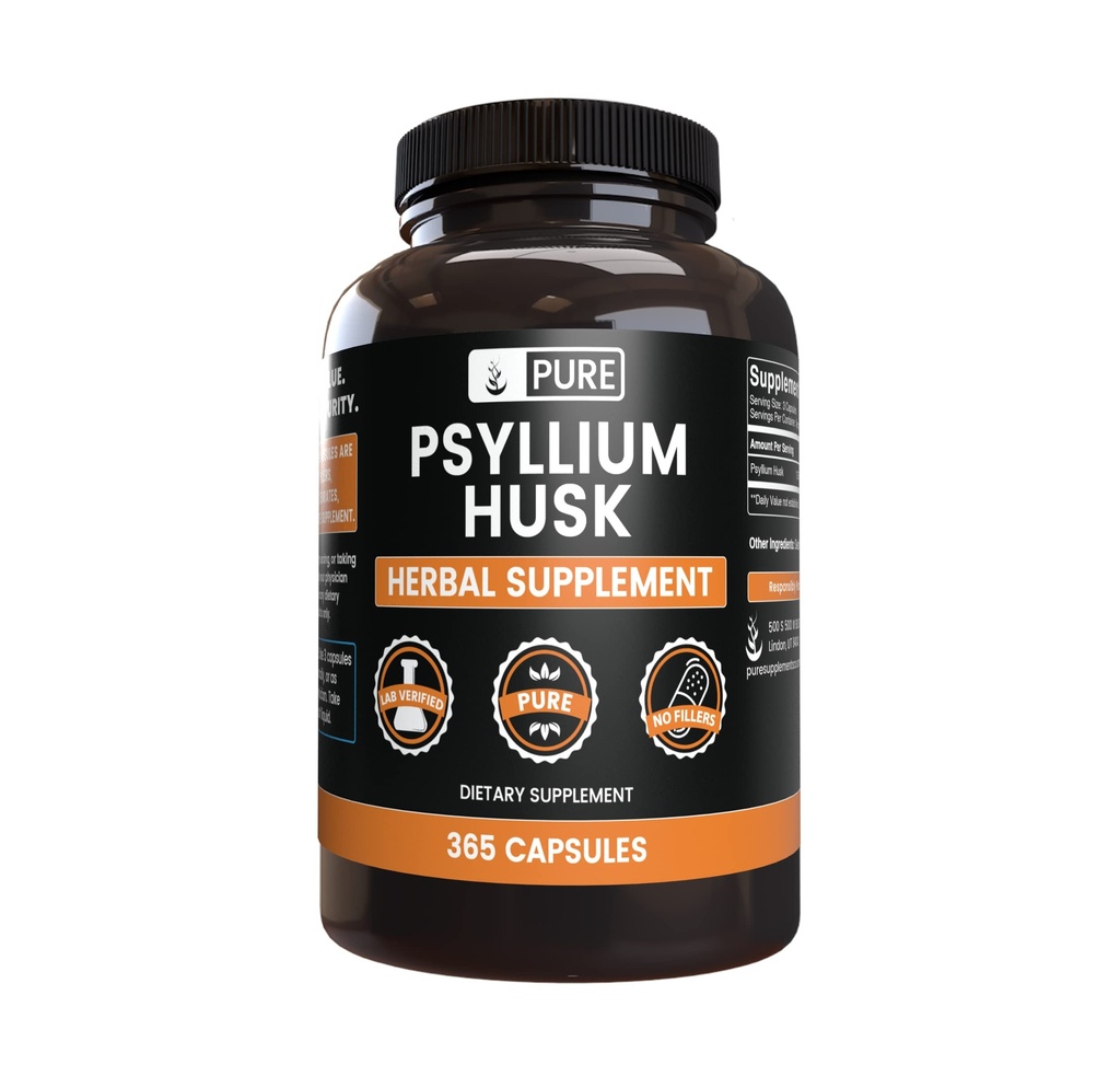 純粋な元のINGREDIENTSのPsylliumの箱(365のカプセル)マグネシウムか米の注入口無し、常に純粋な実験室は確認しました