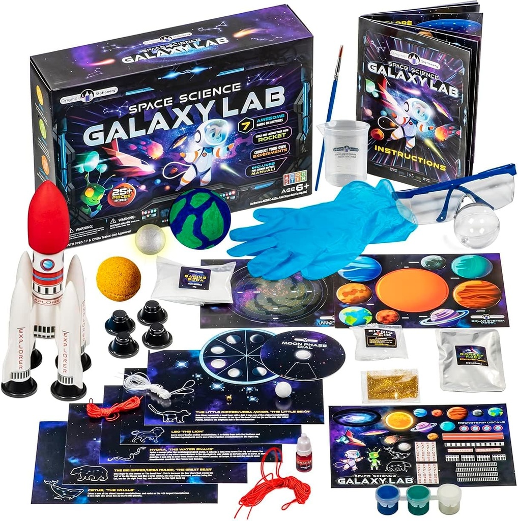 オリジナル文具スペースサイエンスキット、ロケットと太陽系キット、外宇宙クラフトステッカー、月スピナーと太陽系を作るためにもっと、楽しいギフトアイデア、男の子や少女のためのおもちゃ、年齢6-14