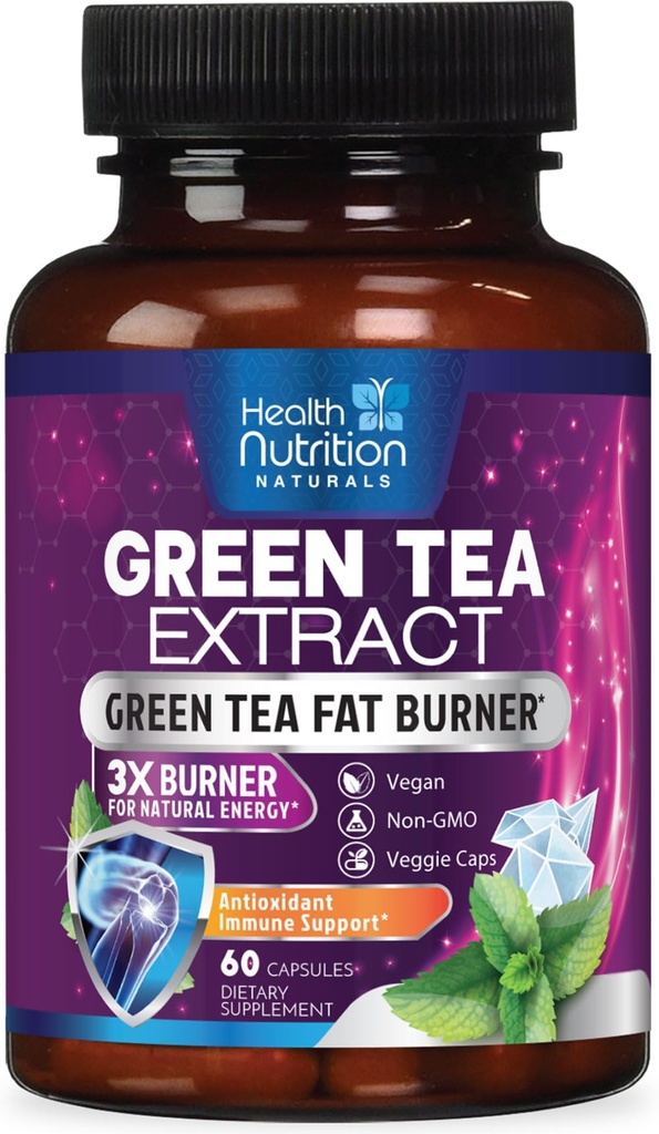 緑茶エキスのカプセル-標準化された45% EGCG及び98%のポリフェノール-米国でびん詰めにされる中心及び酸化防止健康サポートが付いている3X強さの緑茶自然なエネルギー、草の補足- 60のカプセル