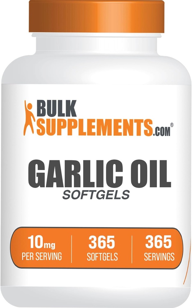 BulkSupplements.com Garlic Oil Softgels - 高齢者ガーリックサプリメント、無臭 - グルテンフリー、給食当たり1Softgel(10mg)、365カウント(パッケージ1)