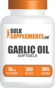 BulkSupplements.com Garlic Oil Softgels - 高齢者ガーリックサプリメント、無臭 - グルテンフリー、給食当たり1Softgel(10mg)、365カウント(パッケージ1)