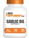 BulkSupplements.com Garlic Oil Softgels - 高齢者ガーリックサプリメント、無臭 - グルテンフリー、給食当たり1Softgel(10mg)、365カウント(パッケージ1)
