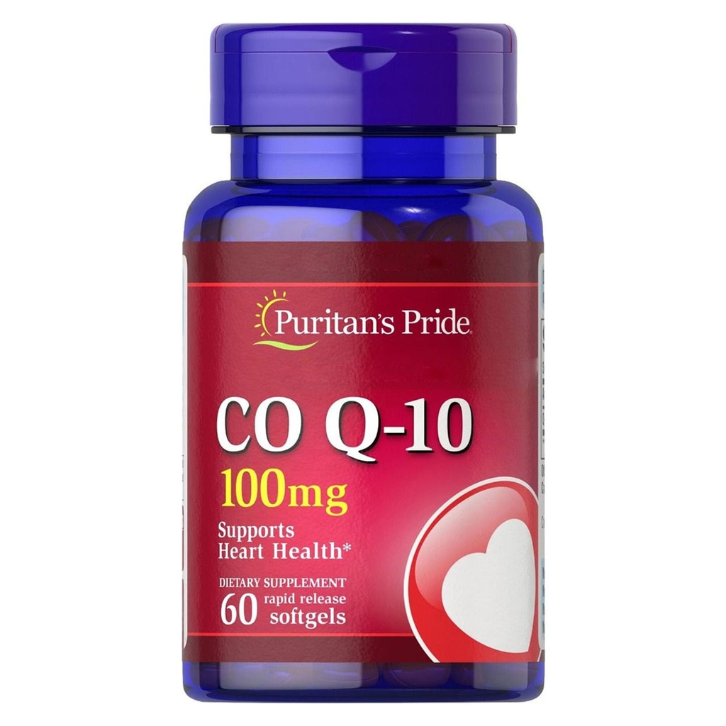 Puritan's Pride Coenzyme CoQ10 100mg, 心臓の健康のための栄養補助食品, 血圧, 経口ガム健康, 健康な老化サポート, 60 給餌, 迅速なリリースSoftgels