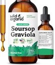 Wild & Organic Soursop Graviola Liquid Drops - Guanabana Leaves & Soursop Fruit Tincture for Antioxidant Support - Graviola Leaf Extract Supplement - Vegan, Sugar & Alcohol-Free - 2 fl oz