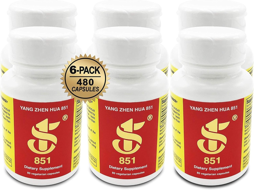YANG Zhen Hua 851、100%オールナチュラルUSDAオーガニック発酵大豆、グルテンフリー、乳液フリー、BCAA、BCFA、ミネラル、タンパク質(480カプセル) - 6ボトル