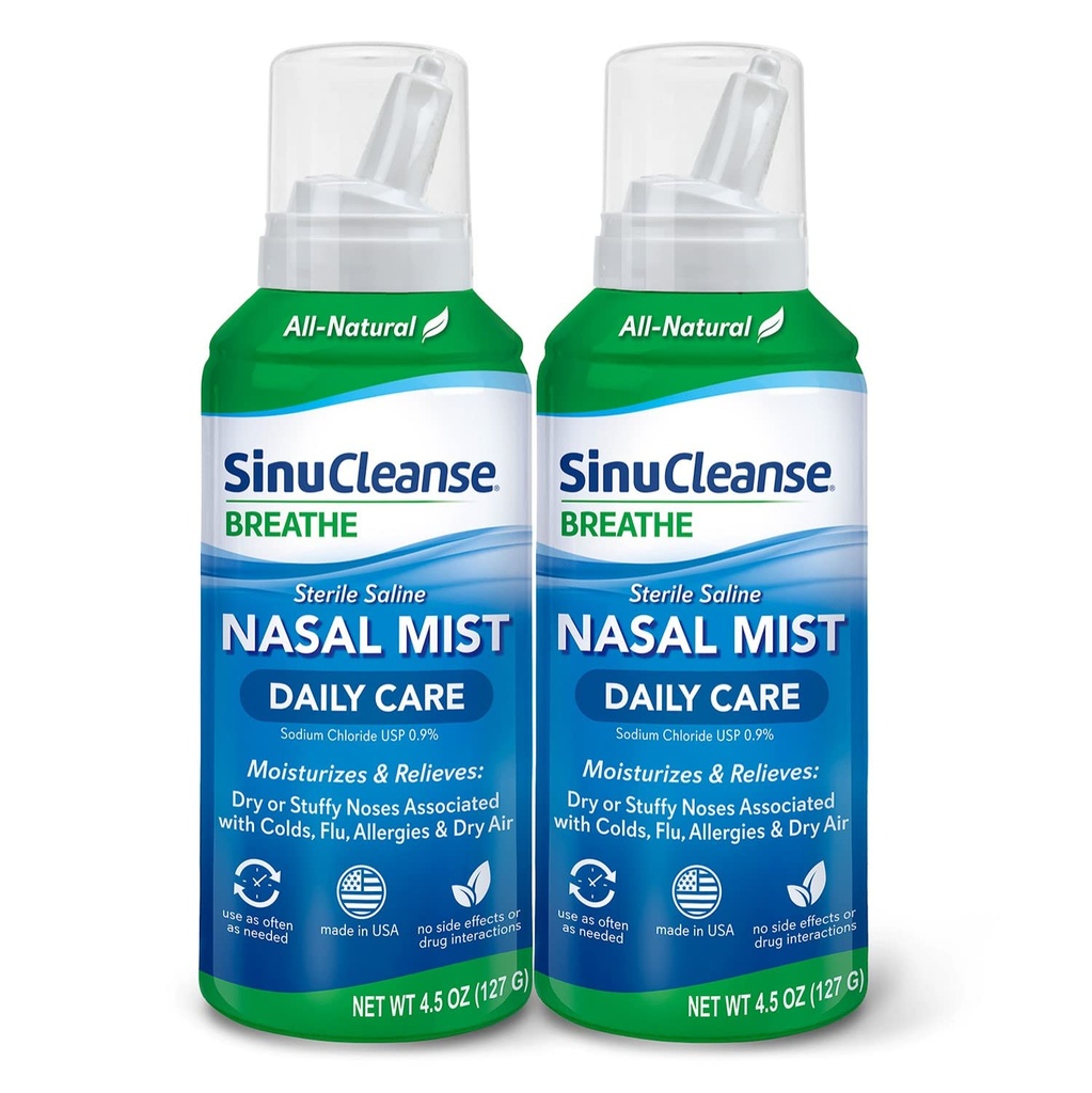SinuCleanseの毎日の心配の生殖不能のサリンの鼻のスプレー、超良い霧、即刻Moisturizes及び風邪及び乾燥した空気、米国でなされる4.5 Oz (2のパック)による毎日鼻の混雑を緩和して下さい