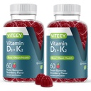 VITEEYビタミンD3 K2グミー - 1000 IUビタミンD3とK2 100mcg - 大人とティーンのための骨と心の健康 - ベジタリアン、ゼラチンフリー、GMOフリー - おいしいChewable D3K2ビタミンイチゴ風味のおいしい