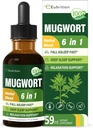 Mugwort Herb Liquidは、睡眠サポート、Mugwort Leaves(Artemisia vulgaris)のためのすべての1つの方式で、Valeian Chamomile Tulsi Lavender Extract.2ozのハーブサプリメントをドロップします