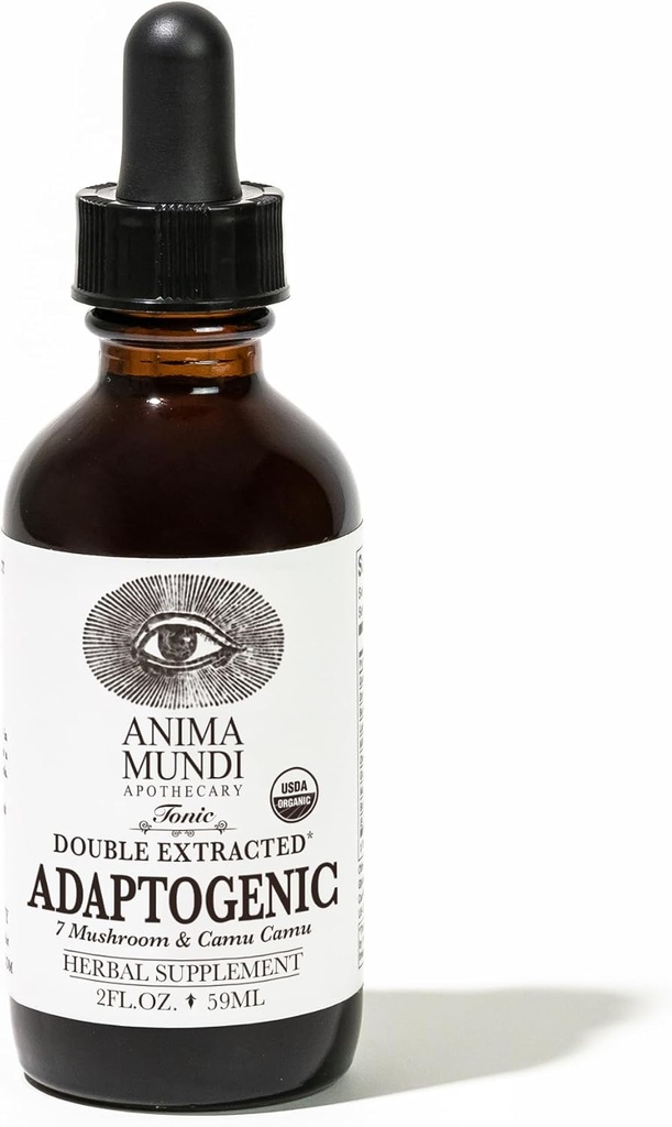 Anima Mundi Apothecary Adaptogenic 7のきのこの低下-有機のきのこのエキスと- Reishi、ライオンのマネ、Cordyceps及びChagaのきのこの液体のエキス(2oz)が付いている液体の免疫サポート チンキ