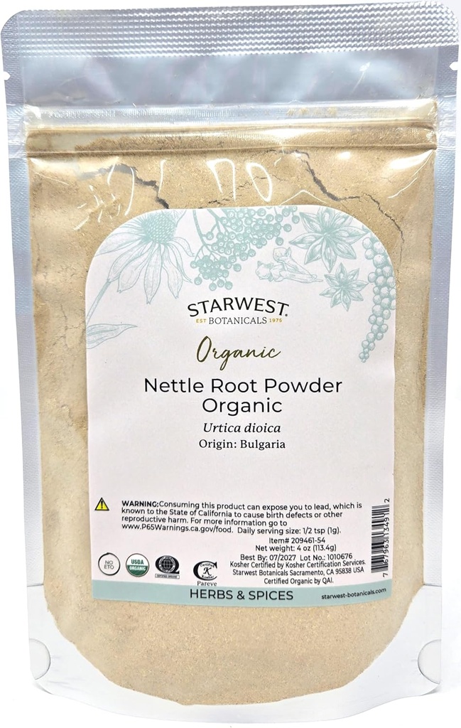 Starwest Botanicalsの有機性Nettleの根の粉4のoz