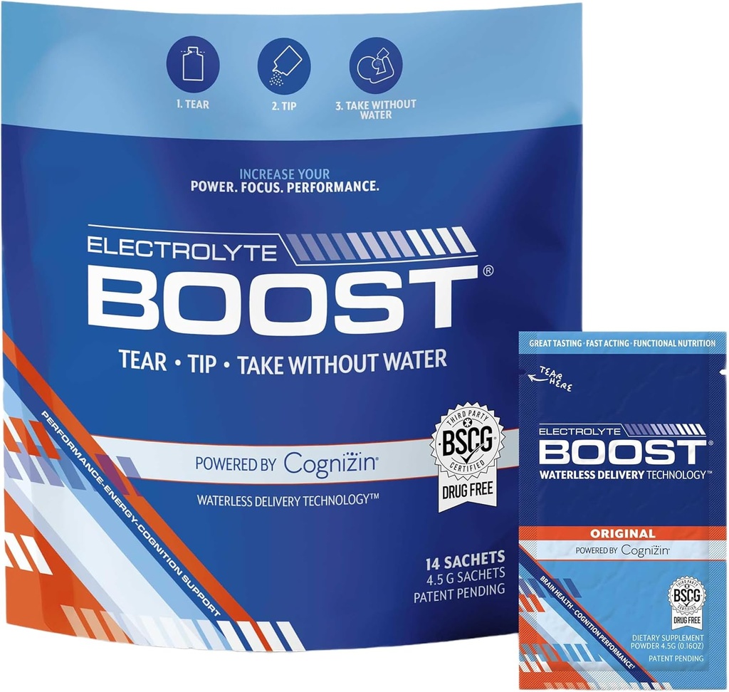 Cognizinの電解質の粉のパケットは水なしで、水分補給の補足、砂糖、ステビア無し、カフェイン無し、水必要性無し、口、14のパックの分解します