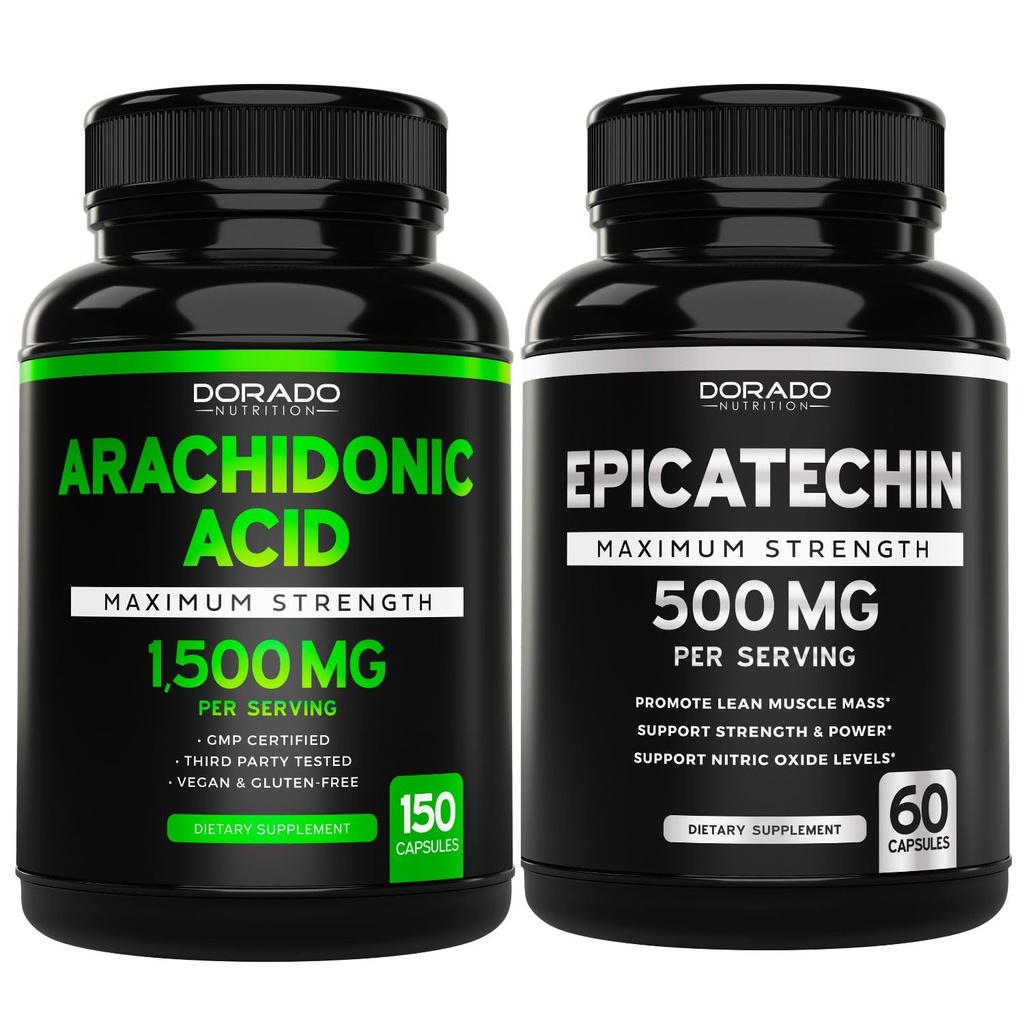 Arachidonic 酸 (150 カプセル) - 男性のための筋肉および強さの補足及び女性および Epicatechin のエキス(60 カプセル)は細い筋肉ポンプ及び利益を支えます-非GMO及びビーガン
