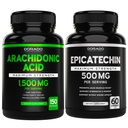 Arachidonic 酸 (150 カプセル) - 男性のための筋肉および強さの補足及び女性および Epicatechin のエキス(60 カプセル)は細い筋肉ポンプ及び利益を支えます-非GMO及びビーガン