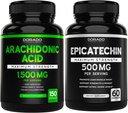 Arachidonic 酸 (150 カプセル) - 男性のための筋肉および強さの補足及び女性および Epicatechin のエキス(60 カプセル)は細い筋肉ポンプ及び利益を支えます-非GMO及びビーガン