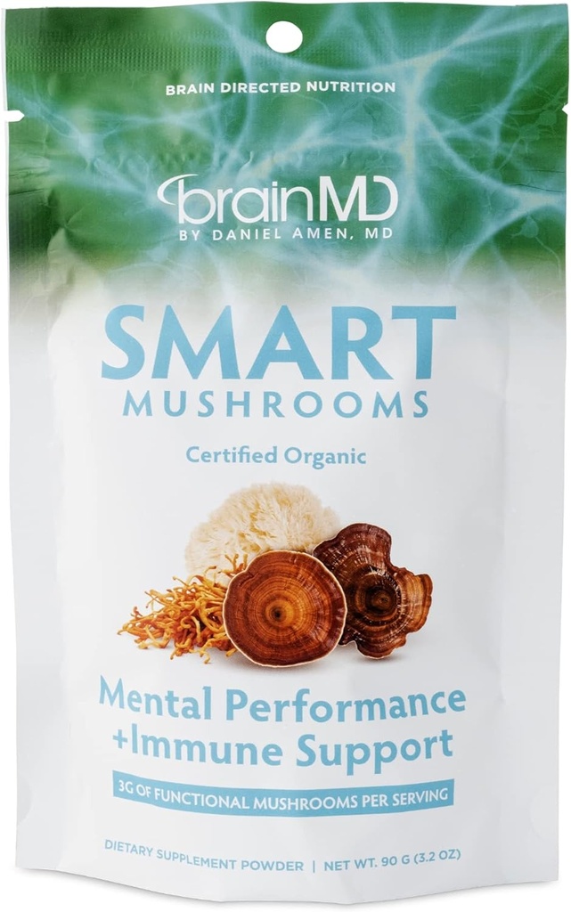 BRAINMD Dr Amenスマートマッシュルーム - 3.2 oz - メンタルパフォーマンス + 免疫サポート - ビーガン、GMOフリー、グルテンフリー - 30 サービング