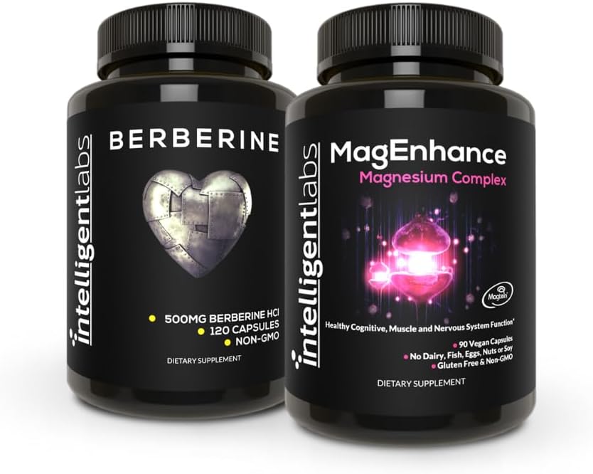 MagEnhanceのマグネシウムの補足(Mg GlycinateおよびMg TaurateのMagnesium L-Threonateの複合体)および最高の強さのBerberine 500MGのカプセルの理性的な実験室2 1の束