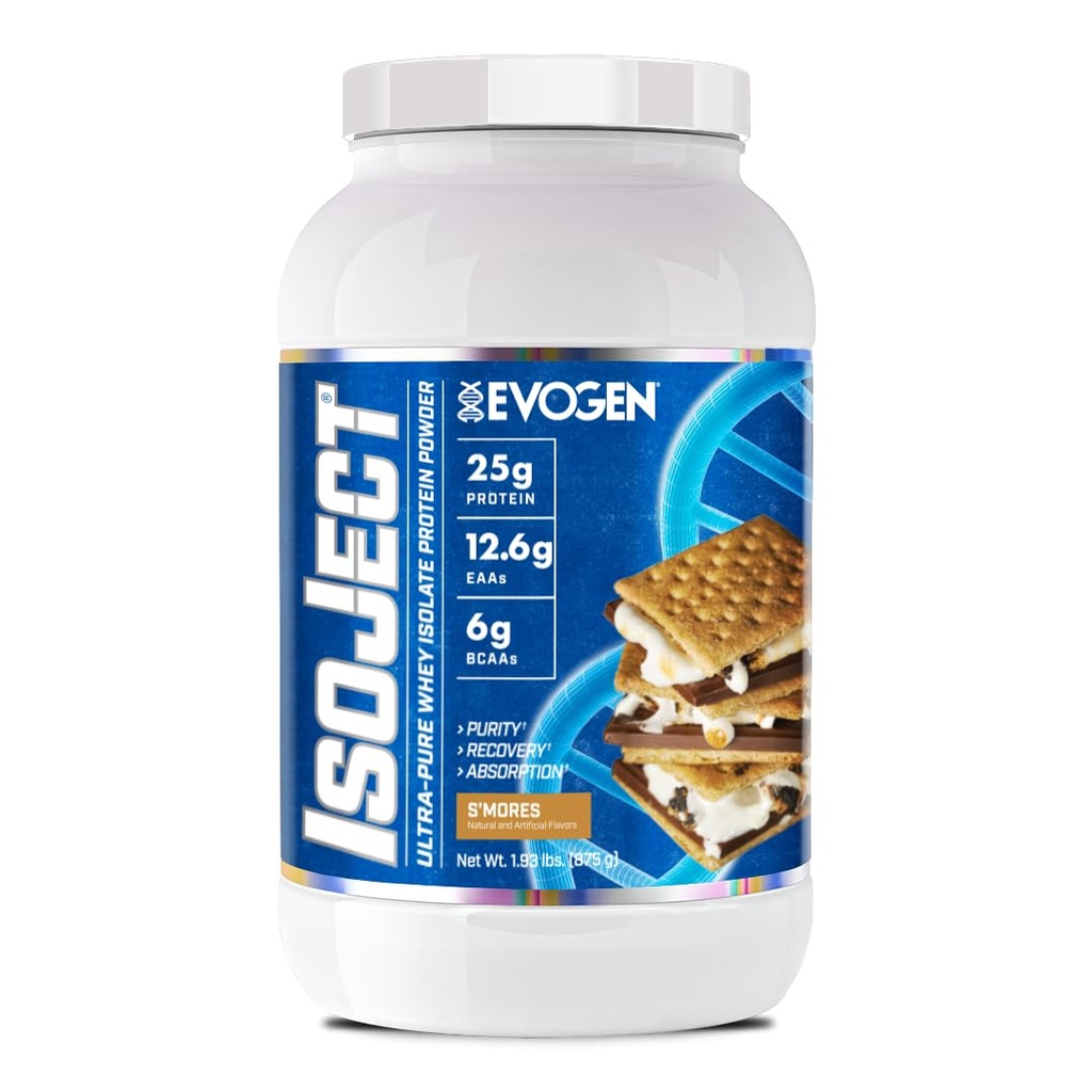 Evogen Isoject - 乳液プロテイン Isolate | 乳酸菌酵素、BCAA、ELA | 吸収性・回復力の向上 | S'Mores | 25 摂食