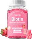 Black Seed Oil Gummies with Biotin, Immune Support Healthy Hair&Skin&Nails for Women and Men, Chlorophyll, Zinc, Vitamin A, B6, B12, C, D, E, Vegan Supplement - 60 Gummies
