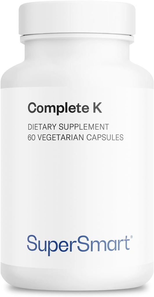 Supersmart - Complete K - with K1, K2 (MK4 + MK7) - Full Spectrum Vitamin K Supplement | Non-GMO & Gluten Free - 60 Vegetarian Capsules