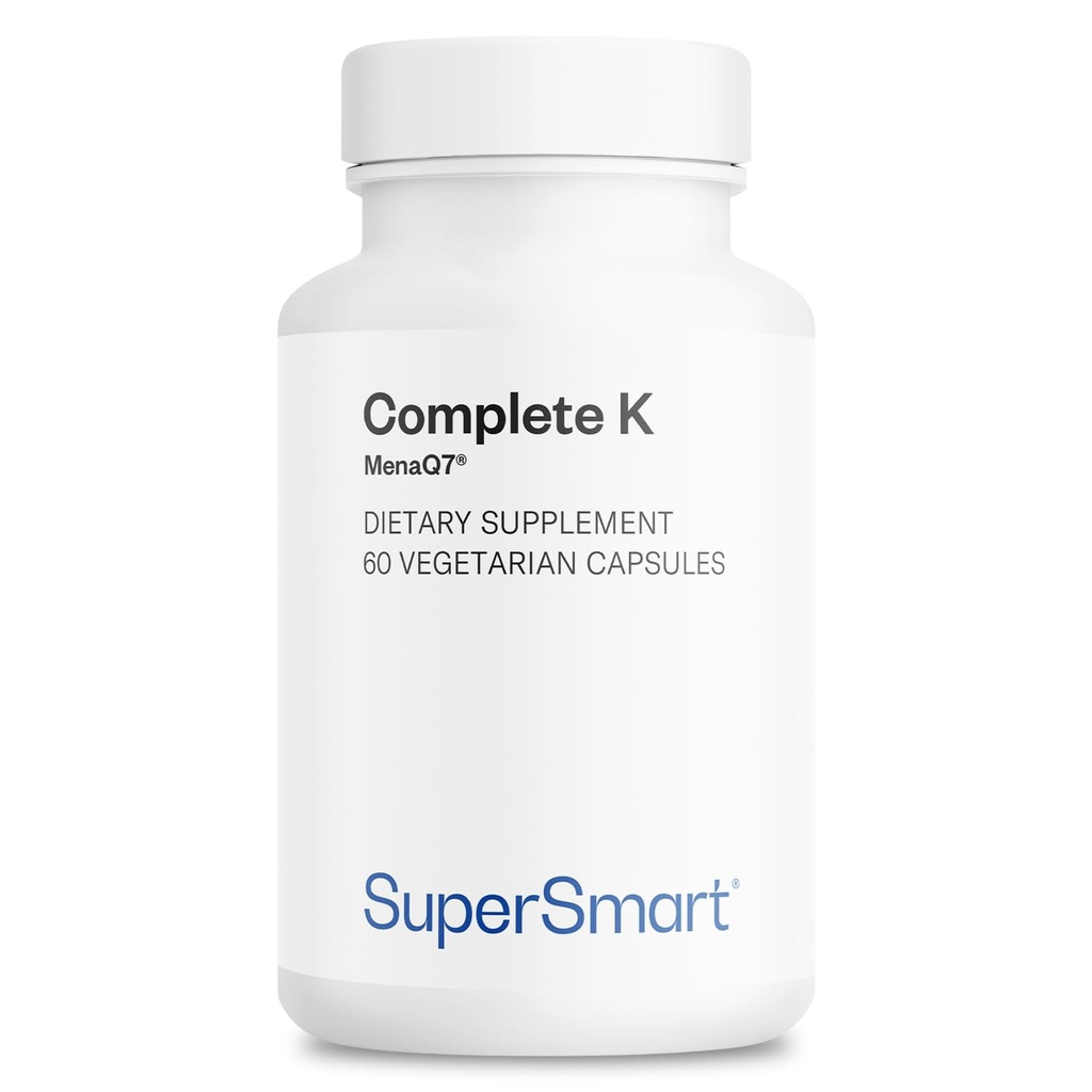 Supersmart - K1、K2(MK4 + MK7) - フルスペクトラムビタミンKサプリメント  非GMO&グルテンフリー - 60ベジタリアンカプセル