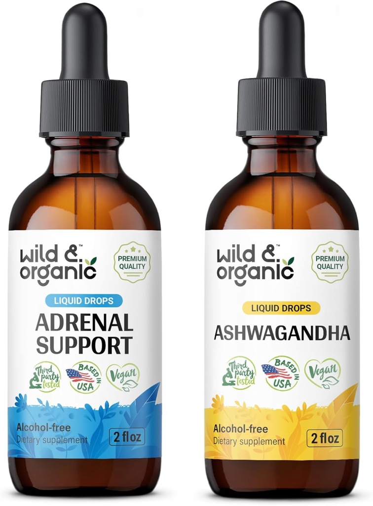 ワイルド&オーガニック・アドレナブル・サポート Tincture 2 fl oz & Ashwagandha Tincture 2 fl oz