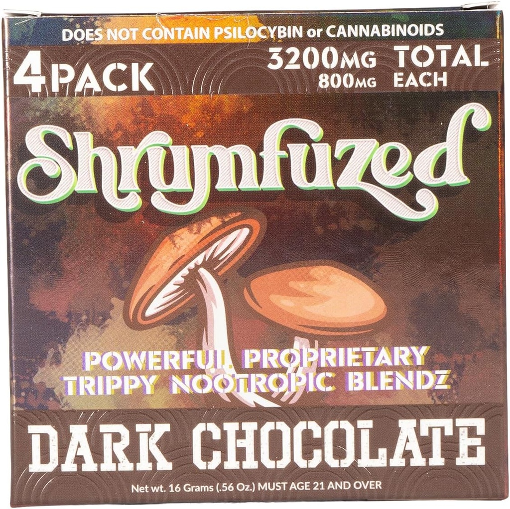 特権の向知性ジミー3200mg - ライオンズマネ、レイシ、チャガ、およびコルディセプの向知性トリップエキノコブレンド(4、ダークチョコレート)