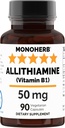 MONOHERB AllithiamineのビタミンB1カプセルごとの50のmg - 90のベジタリアンのカプセル