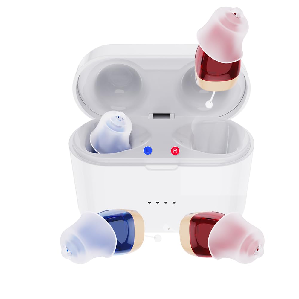 高齢者のための補聴器, 充電式補聴器 10 チャンネルミニ補聴器 ノイズキャンセリング補聴器 充電ケース付き大人のための聴覚アンプ