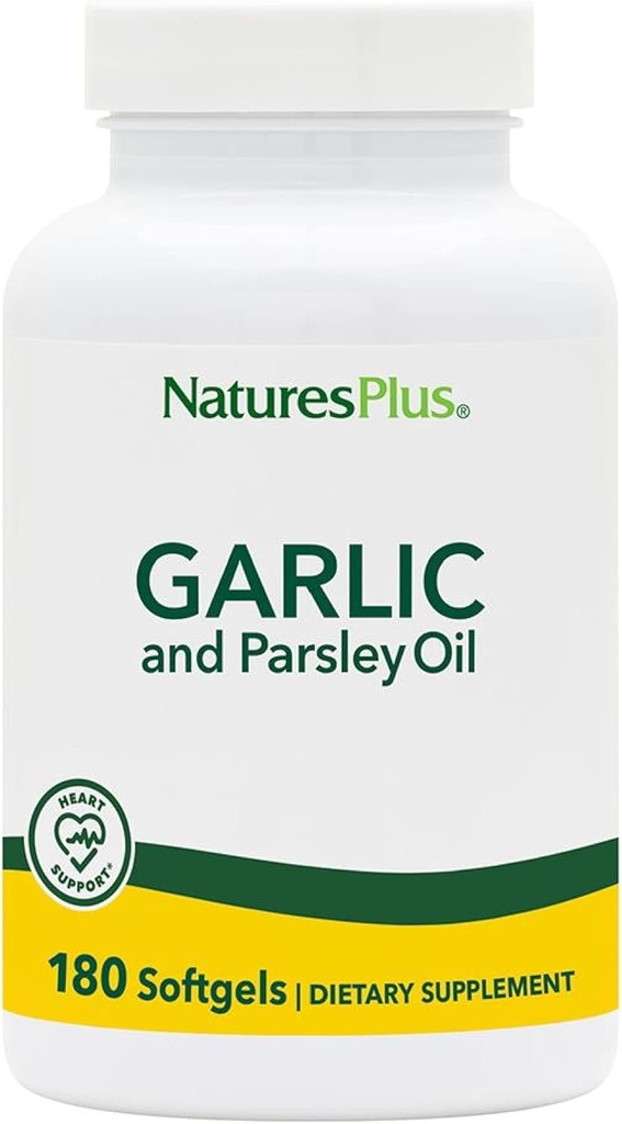 Natures Plus Garlic & Parsley - 自然に健康的なコレステロールと血圧レベルを促進 - 180 Softgels(180のサービング)