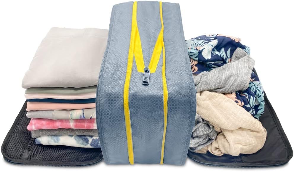 Biaggi究極の圧縮ジップキューブ2セット - スーツケースの拡張可能な旅行オーガナイザーバッグ、女性&男性の旅行アクセサリーのための軽量パッキングキューブ