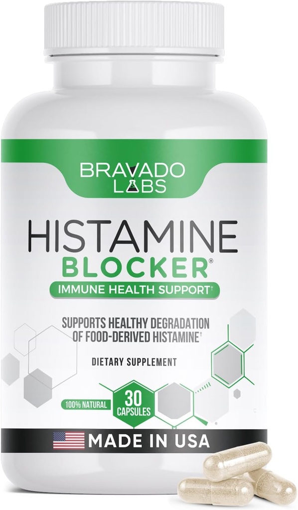 DAO Enzyme Supplements Histamine Blocker – Natural Digestive Aid with Vitamin C – Histamine Digest Relief in One Capsule – DAO Supplements Enjoy Food Again – Made in USA - 30 caps.