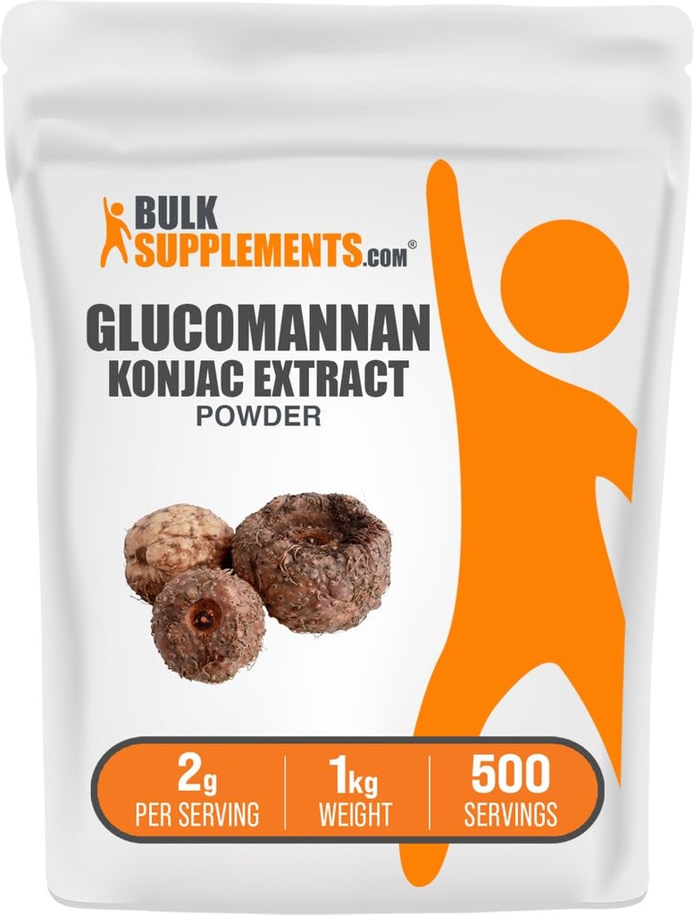 BulkSupplements.comグルコマンナンパウダー - Konjac Root抽出粉末、グルコマンナンサプリメント - グルテンフリー、サービングあたり2g、1kg(2.2ポンド)(パッケージ1)
